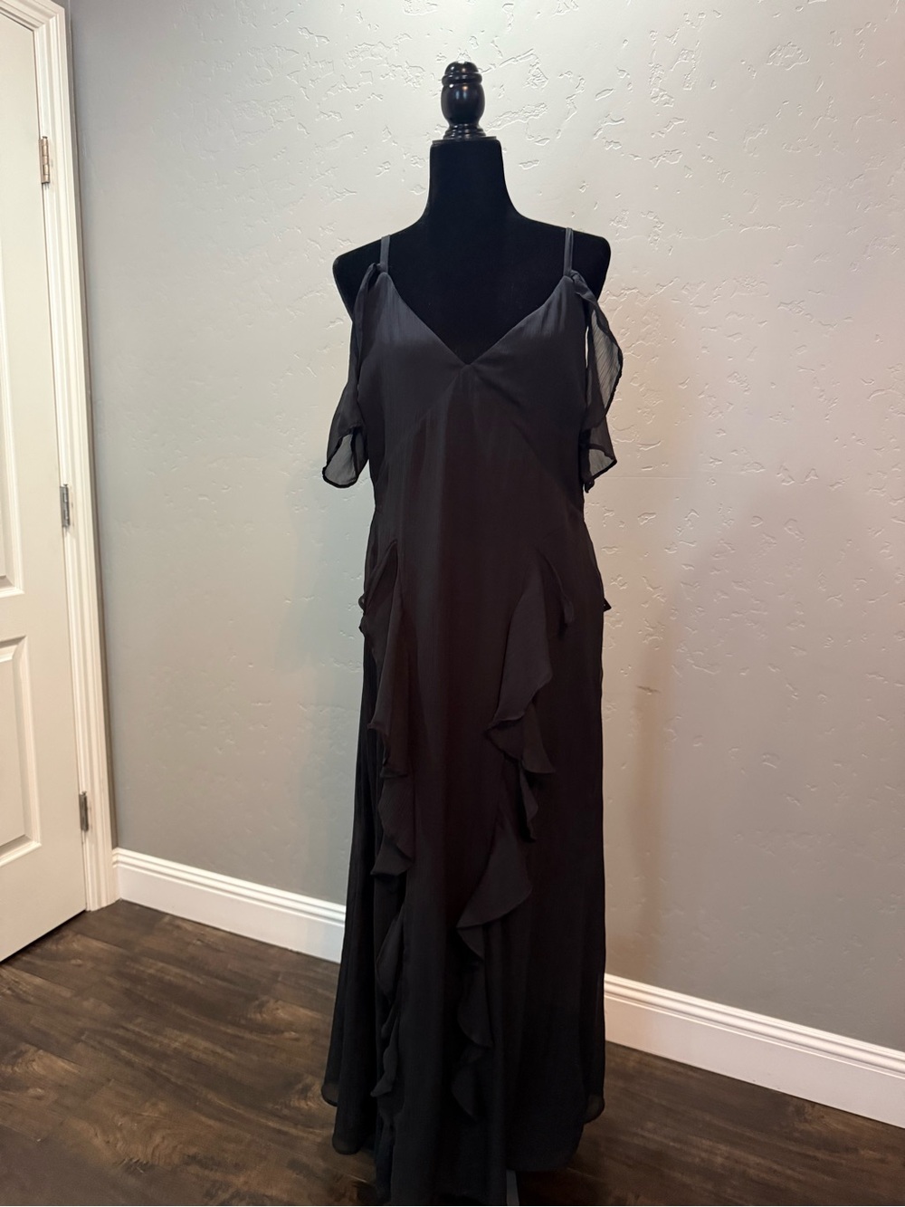 Old Navy Black Cold-Shoulder Ruffle Maxi Dress